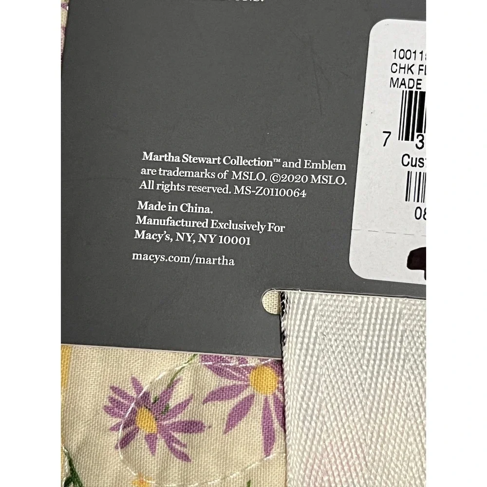 Martha Stewart Checkered Floral Standard Sham 100% Cotton 20 in x 28 in - Macy's